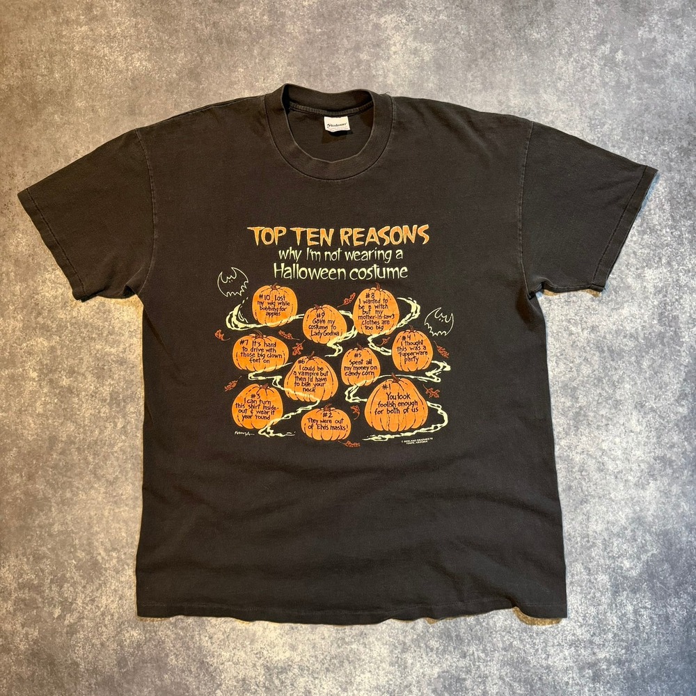 Vintage 1991 Halloween T Shirt Top Ten Reasons Mens XL Black USA‎